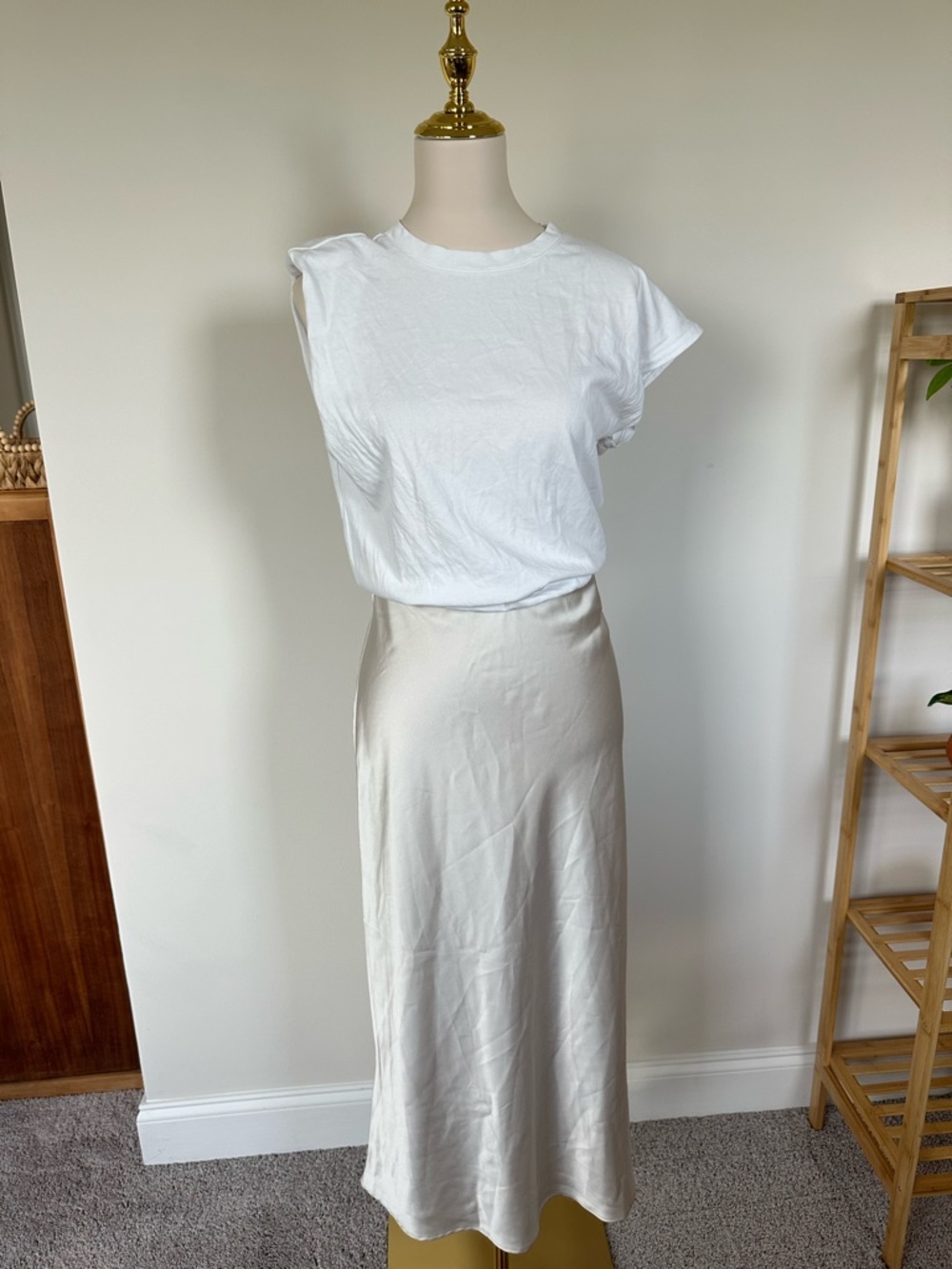 Zara Contrast Satin Midi Dress